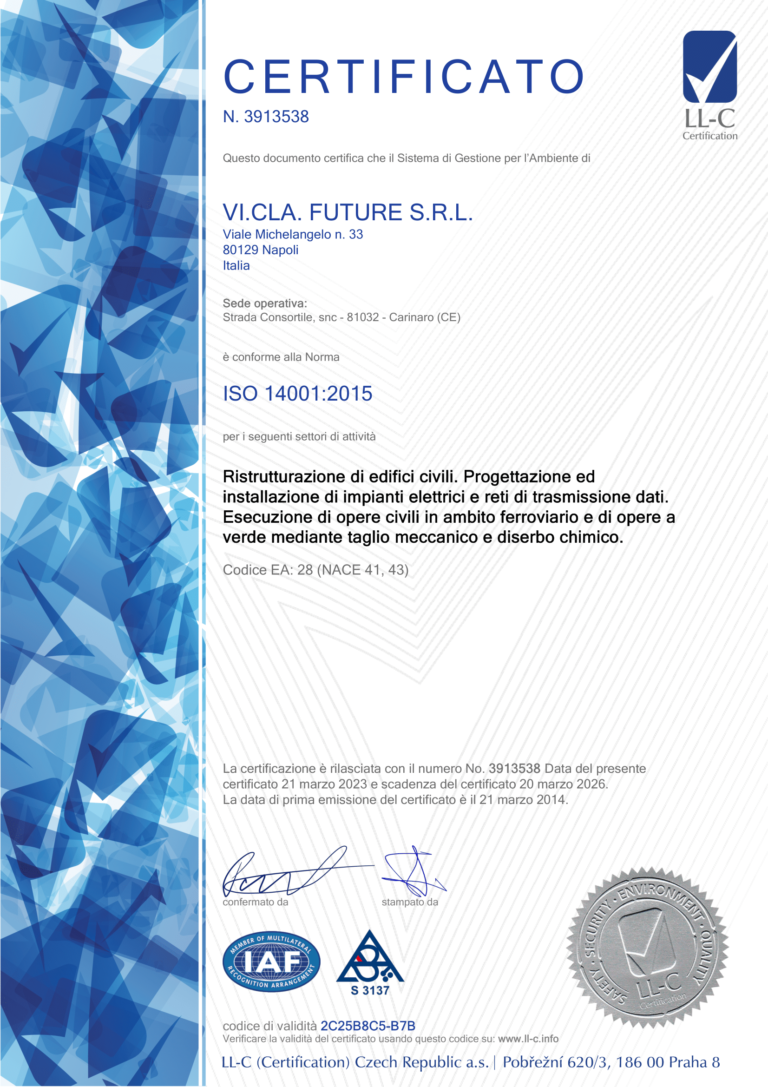Certificato ISO 14001:2015