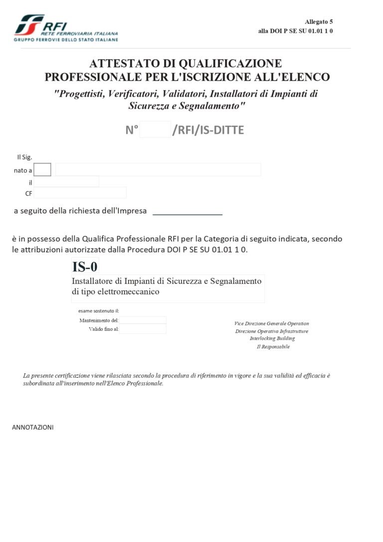 Scheda qualifica ISO