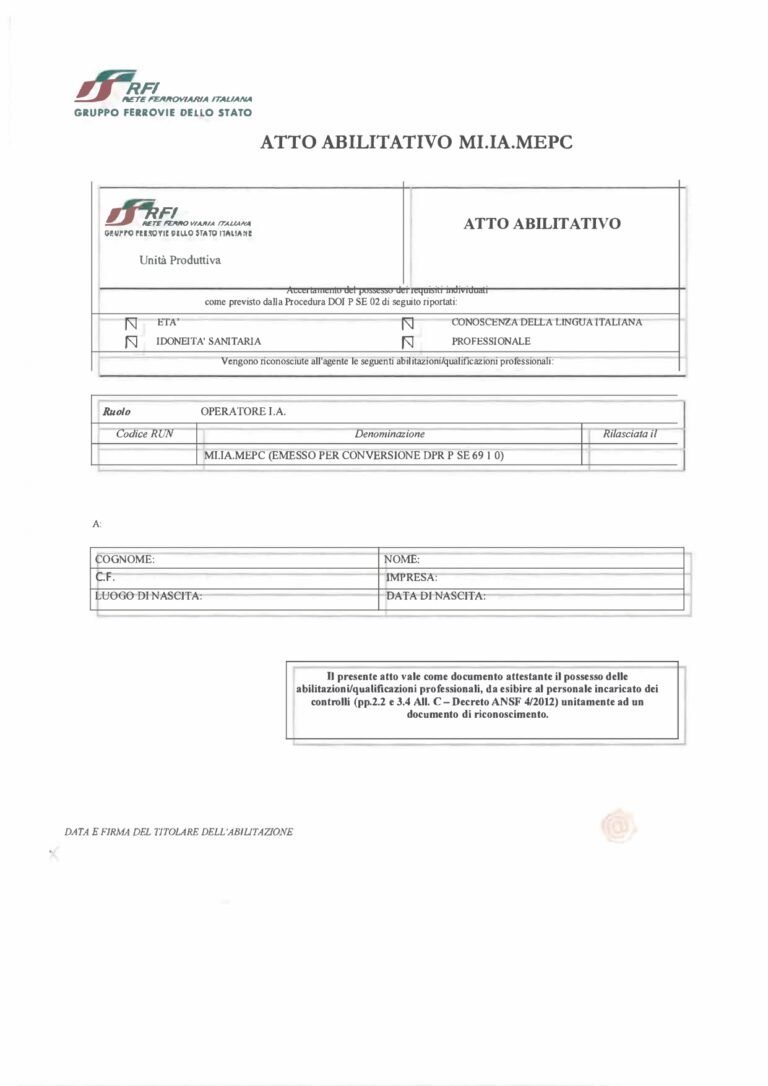 Scheda qualifica MEPC